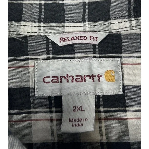 Carhartt Relaxed Fit Short Sleeve Button Down Plaid Shirt Men's Size 2XL - Picture 4 of 16